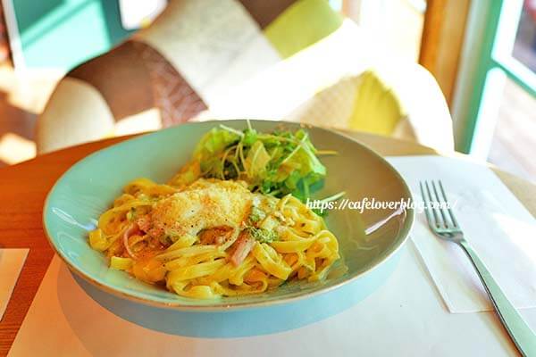 宇都宮の朱夏のランチ、青さ入りカルボナーラ